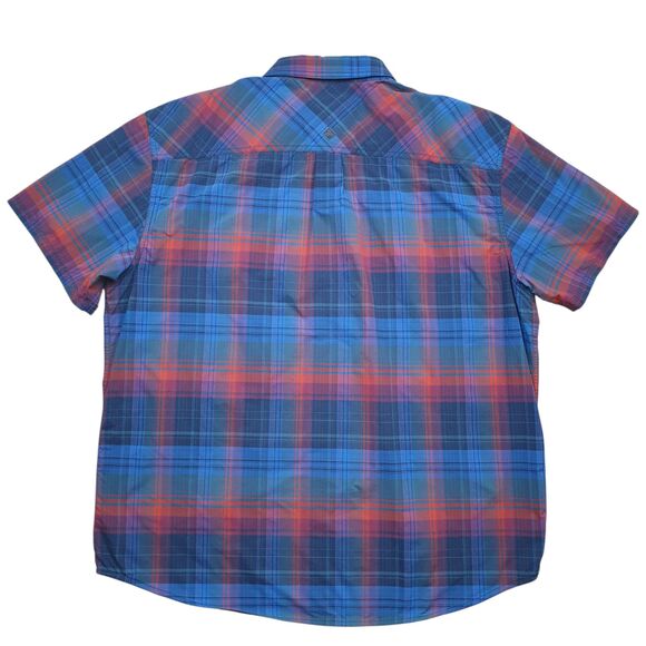 prAna Cayman Plaid Shirt Mens XXL Island Blue Short Sleeve Nylon Outdoor UPF - Picture 8 of 10